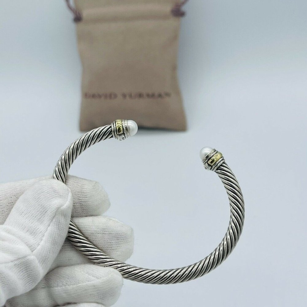 David Yurman Cable Classics Bracelet with Pearl & 14k Gold 5mm M